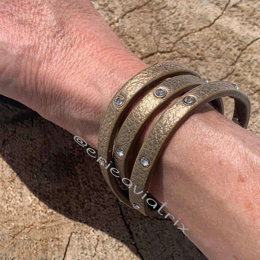 Chloe + Isabel gold leather wrap bracelet